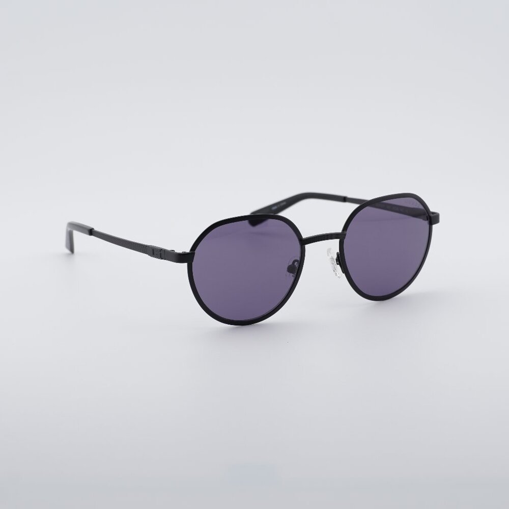 Guess GU00207 02Y Sunglasses Black Round Frame, Violet Lenses